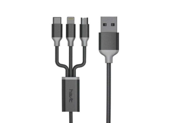HAVIT H622 1.2M 3-IN-1 MICRO (ANDROID), LIGHTNING (iPHONE) & TYPE-C DATA & CHARGING CABLE