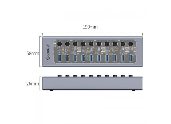 ORICO AT2U3-10AB-GY-BP 10 Ports USB 3.0 HUB