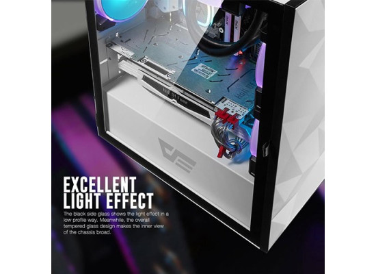 Aigo DarkFlash DLM21 Tempered Glass Micro ATX Gaming Casing (WHITE)