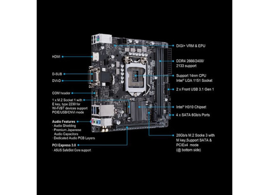 ASUS PRIME H310I-PLUS R2.0 CSM LGA 1151 MINI-ITX INTEL MOTHERBOARD