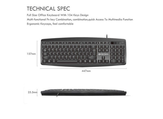 Fantech KM100 USB Keyboard Mouse Combo Black