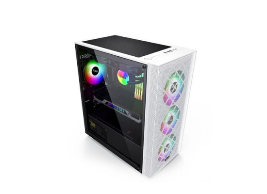 PC Cooler Game 6 mATX Tempered Glass Mid Tower Gaming Casing (WHITE)