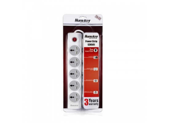 Huntkey SZN501 5 Port 3 Pin Power Strip with Surge protection