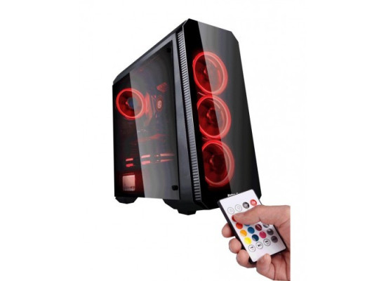VALUE-TOP VT-760RGB CRYSTAL TEMPERED GLASS FULL TOWER RED LED ATX CASING