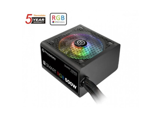 THERMALTAKE SMART RGB 500W Sleeve cable 80 Plus Power Supply with 5 Years Warranty