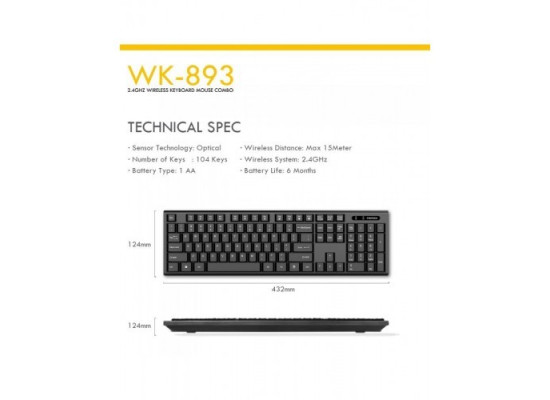 Fantech WK-893 Wireless Keyboard Mouse Combo