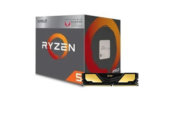 AMD Ryzen 5 2400G Processor with Radeon RX Vega 11 Graphics and Team Elite Plus 8GB 3200MHz DDR4 U-DIMM Desktop RAM Combo