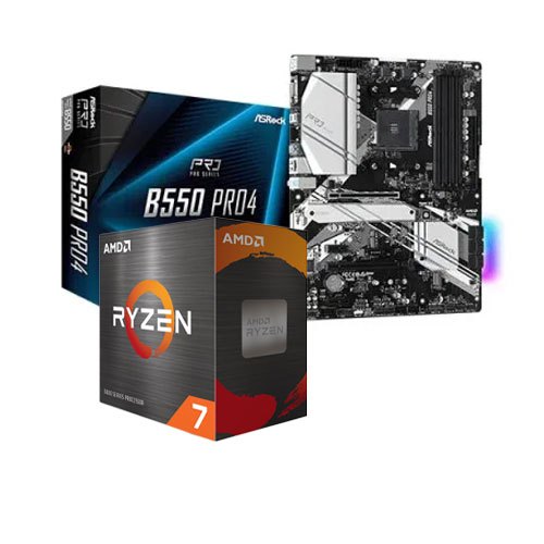 AMD RYZEN 7 5700X 8 CORE 16 THREAD AM4 PROCESSOR and ASRock B550 Pro4 DDR4 AMD Motherboard Combo