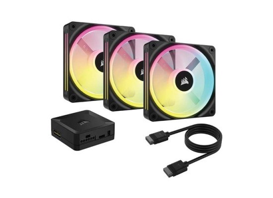 Corsair iCUE LINK QX120 RGB 3 in 1 120mm PWM Case Fan Starter Kit with iCUE LINK System Hub