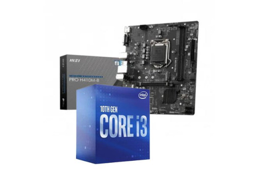 Intel 10th Gen Core i3 10100 Processor and MSI PRO H410M-B 10th Gen Micro-ATX Motherboard Combo