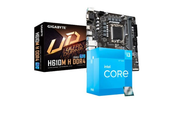 Intel 12th Gen Core i3-12100 Processor and Gigabyte H610M H DDR4 Motherboard Combo